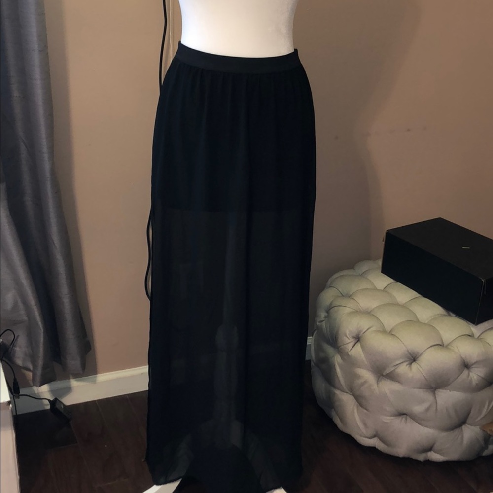 NWT Black sheer maxi skirt